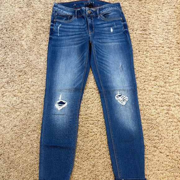 WHBM The Skinny Distressed with Patches Jeans Women's 0 - Picture 1 of 5